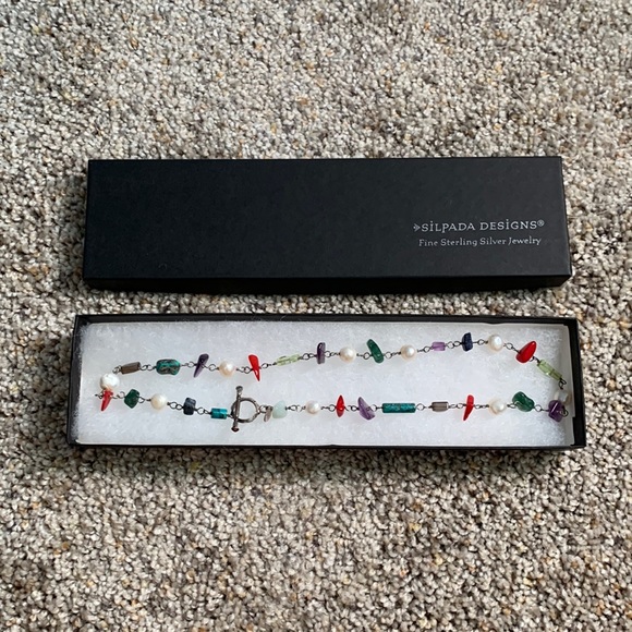 SILPADA Multi-stone gemstone Necklace N1033 Sterling Toggle Necklace - Picture 1 of 3